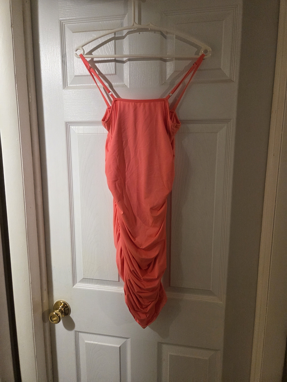 Coral Ruched Slip Dress - Women